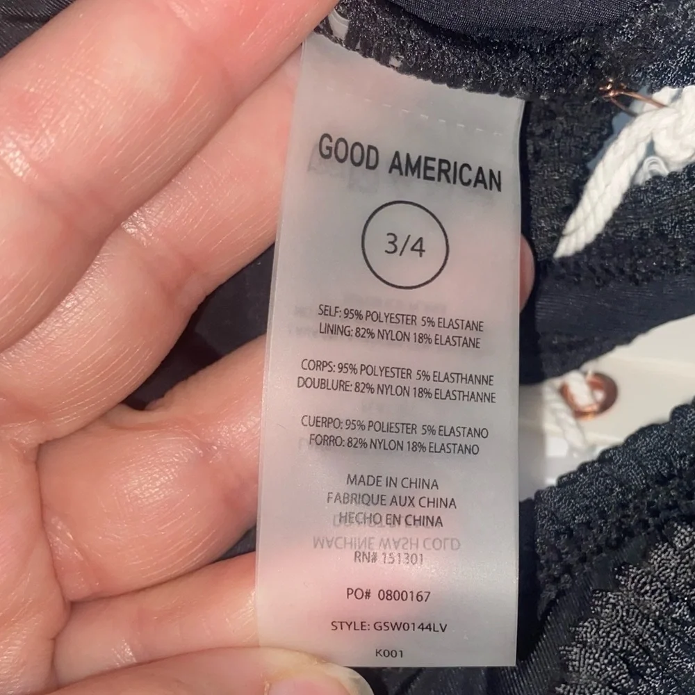 SOLD!!! Good American Always Fits Scoop Swim Bikini Top Ribbed Black - Picture 7 of 9